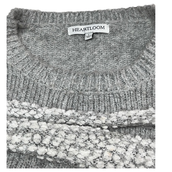 Heartloom Striped Crew Neck Sweater Boxy Striped Large two tone Grey White - Picture 4 of 6